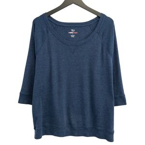 Style & Co Sport Sweatshirt Womens‎ L Blue 3/4 Sleeve Shirt Athleisure Top Comfy